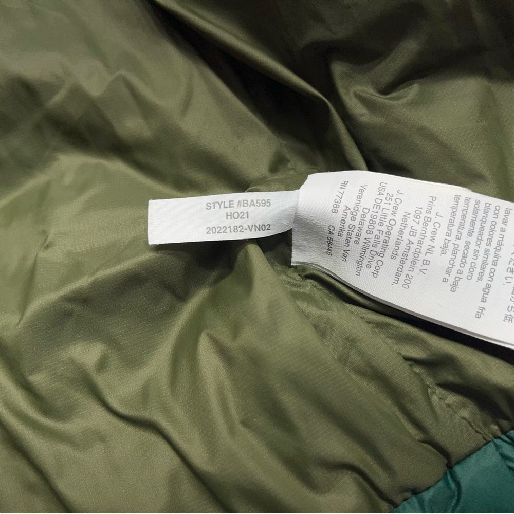 J.Crew Alps Signature Puffer Jacket Womens Size XS Green Primaloft Insulation - Picture 16 of 16
